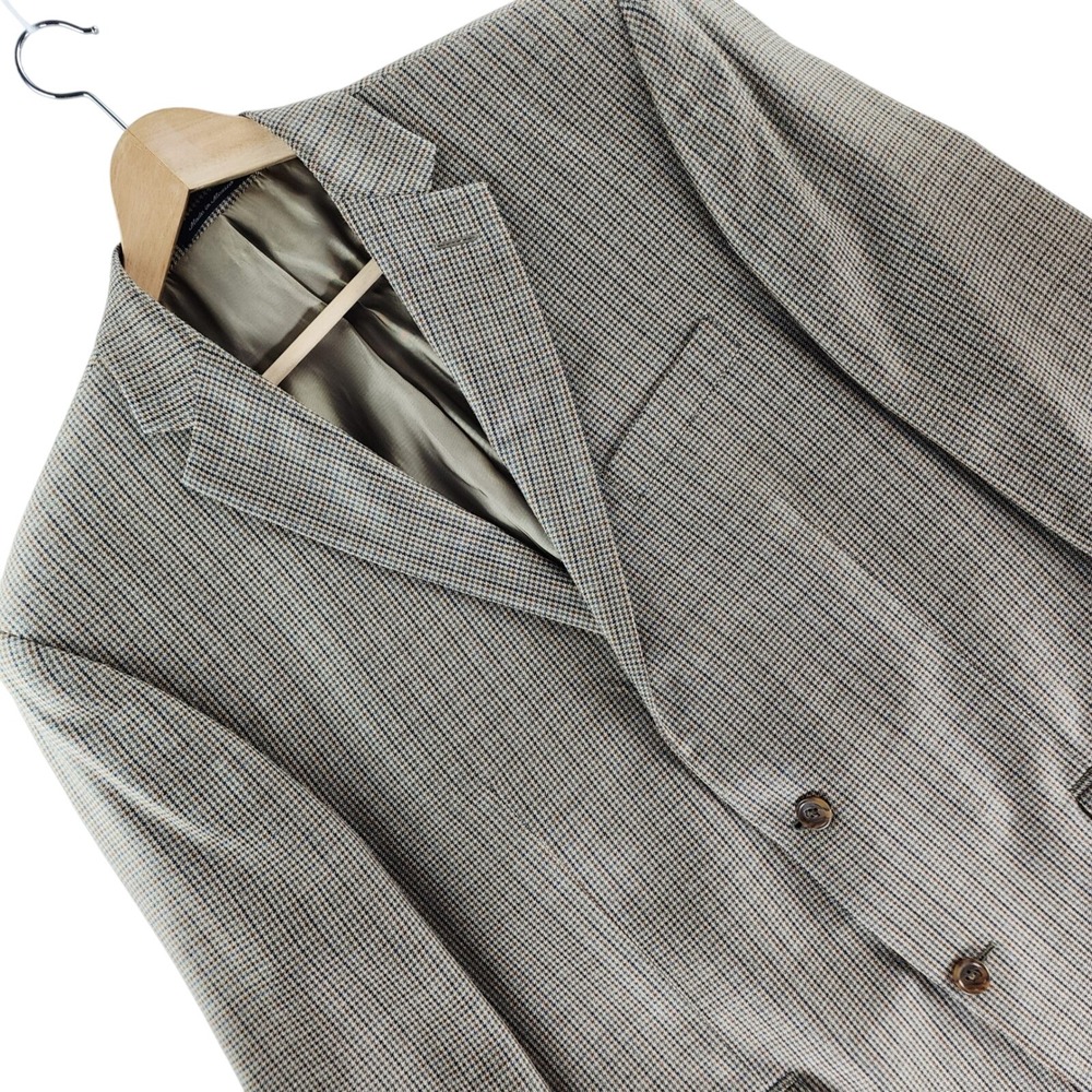 Lauren Ralph Lauren Blazer Mens 44L Silk Wool Plaid Brown Sport Coat Jacket